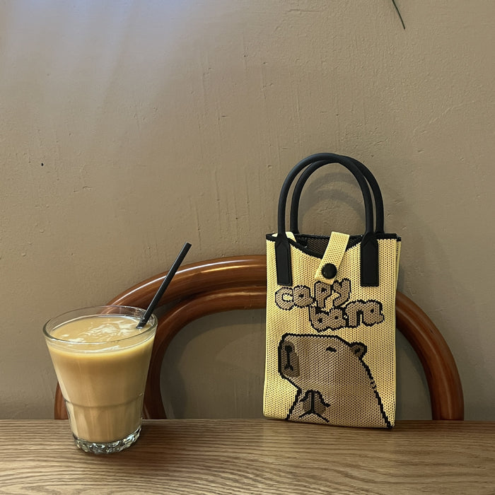 Wholesale Mobile Phone Bag Wool Knitted Small Square Bag  Small Bag Contrast Color