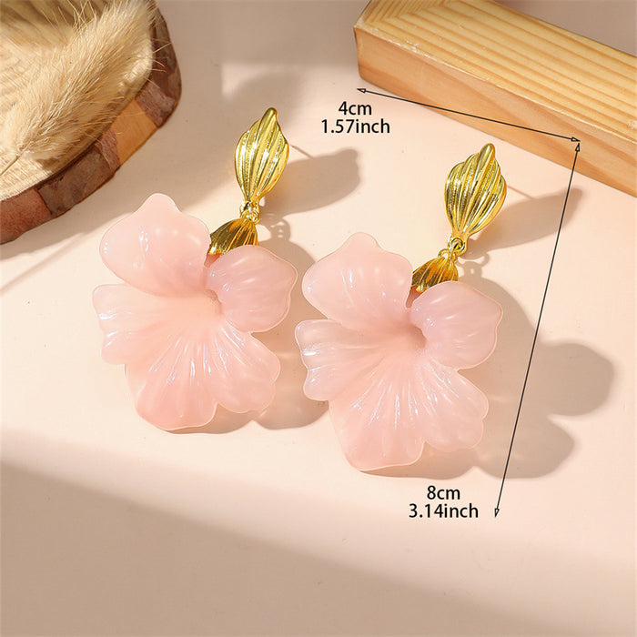 Wholesale French Retro Flower Ear Studs Trendy Pink Boutique Jewelry Accessory MOQ≥2