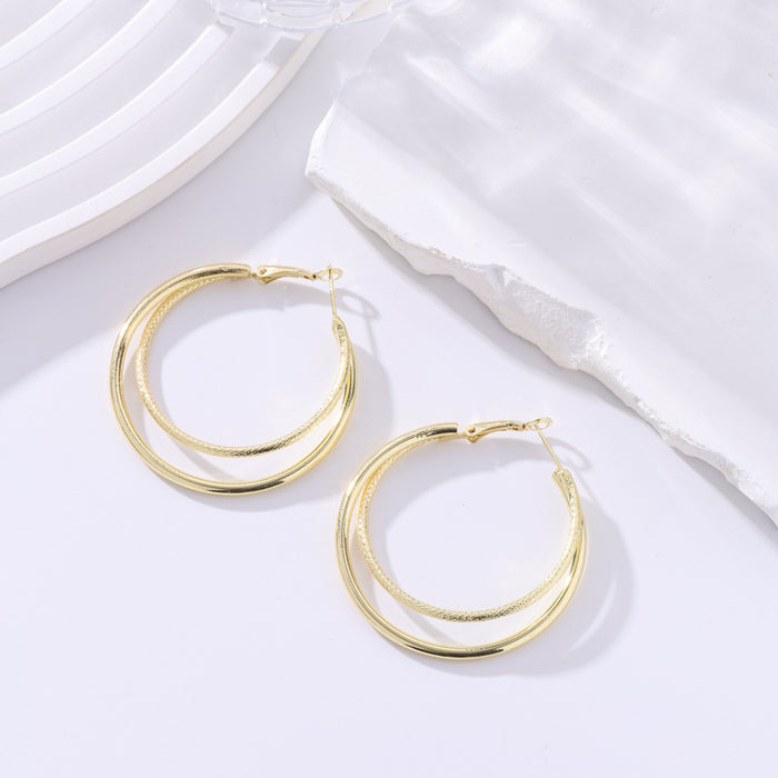 Wholesale Geometric Round Gold Hoop Earrings Trendy Jewelry Accessory MOQ≥3