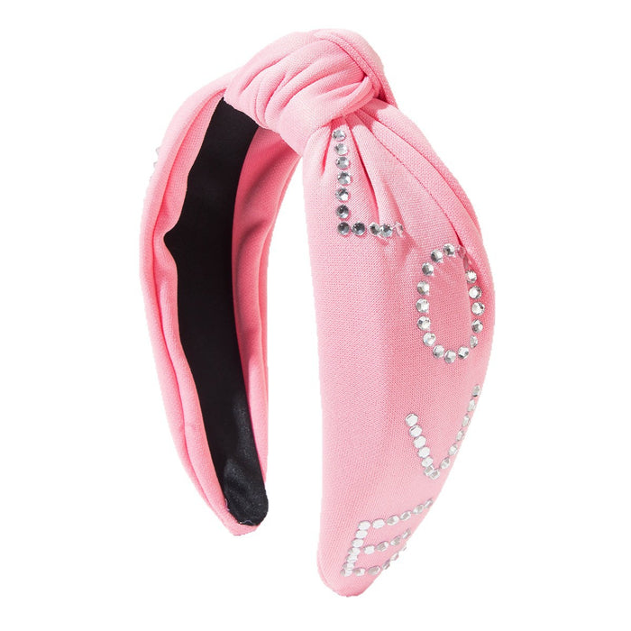 Wholesale Valentine' s Day pearl-embellished " LOVE"  letter knot headband