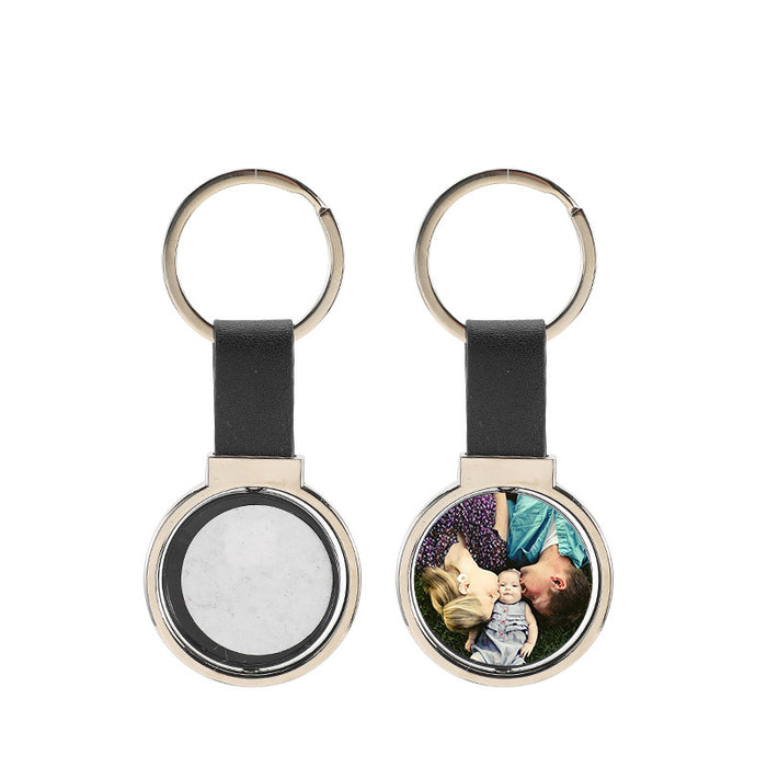 Wholesale Blank aluminum heat transfer photo keychain pendant leather color printing
