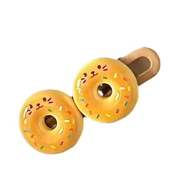 Wholesale brown Style Cat Donut Hairpin Fun Cute Girl Style Side Clip Hairpin Accessories Hair Accessories