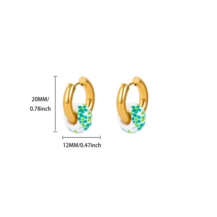 Wholesale Blue and white porcelain antique-style beaded hoop earrings