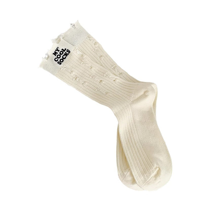 Wholesale Thin solid color cotton street style long socks pile socks