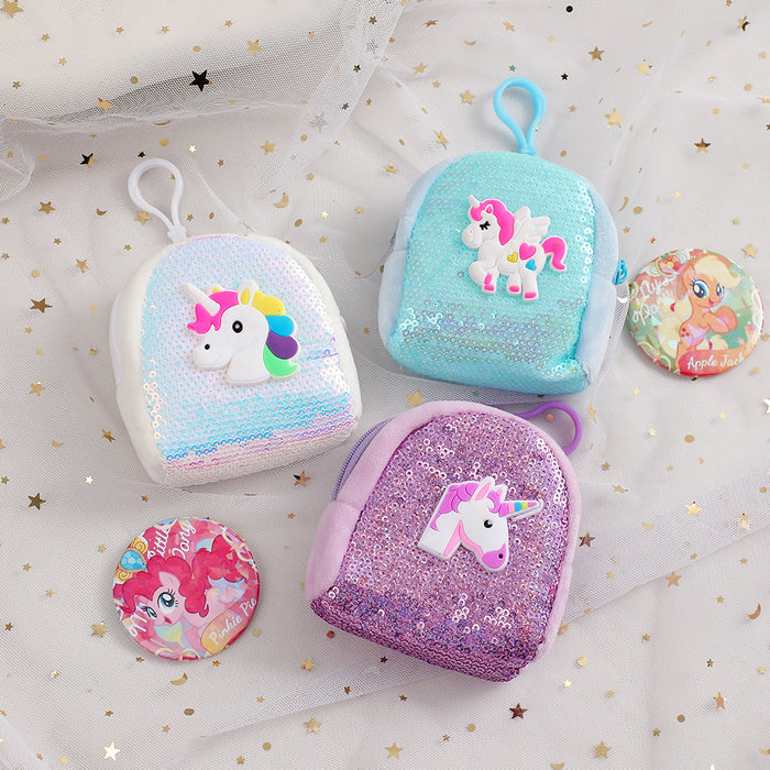 Wholesale Sequin Unicorn Coin Purse Children' s Cartoon Portable Coin Headset Storage Bag Cute Mini Bag