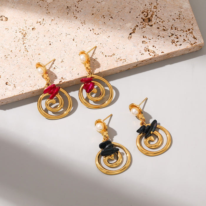 Wholesale Stainless steel earrings Bohemian style spiral pendant earrings