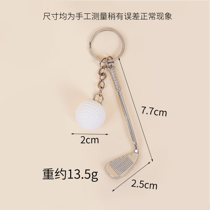 Wholesale Metal Golf Ball And Club Keychain Bag Charm Stylish Couple Gift Car Key Accessory MOQ≥2