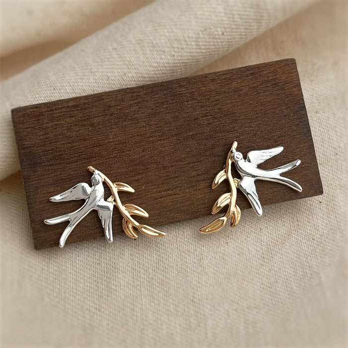 Wholesale Contrast Color Swallow Ear Studs Double Color Earrings