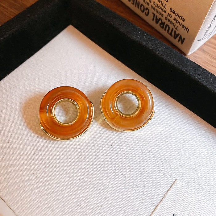 Wholesale  silver needle geometric irregular resin earrings heart earrings