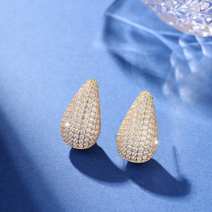Wholesale Alloy Micro-inlaid Diamond Water Drop Earrings JDC-ES-ZhuoM001