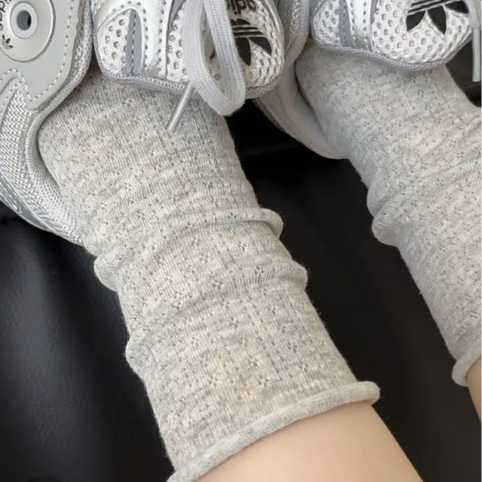 Wholesale Thin socks with hollowed out boneless stacking, simple and breathable, rolled edges for daily wear