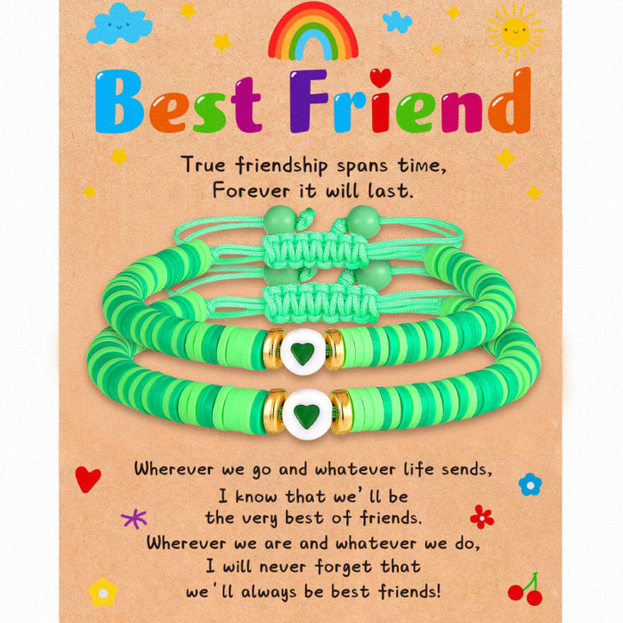 Wholesale Friend Card Woven Bracelet Friend Colored Soft Ceramic Love Bracelet Stretchable Friendship Woven Bracelet