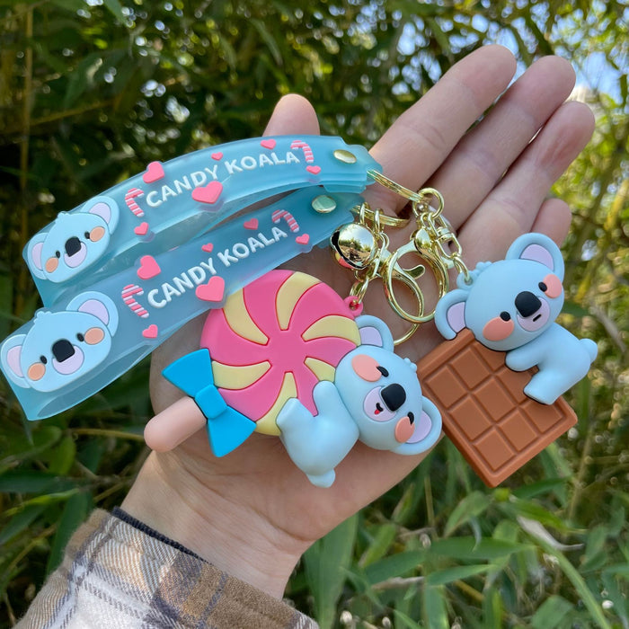 Wholesale Drip glue keychain, koala candy, couple pendant, car keychain, bag decoration, claw doll machine, small gift
