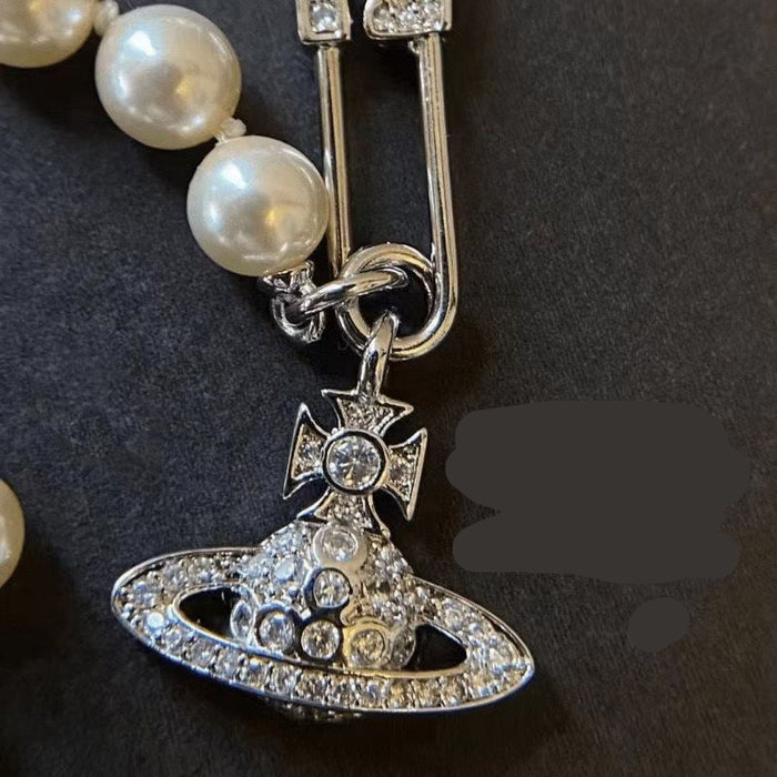 Wholesale  Full Diamond Pin Saturn Pearl Bracelet Women's  Pearl Bracelet