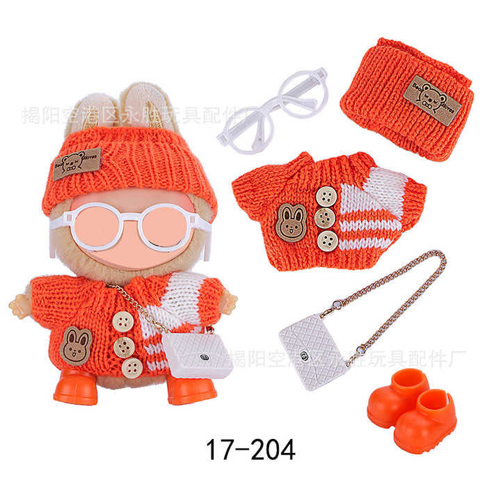 Wholesale Doll clothes Jacquard Sweater Hat Bag Shoes Glasses