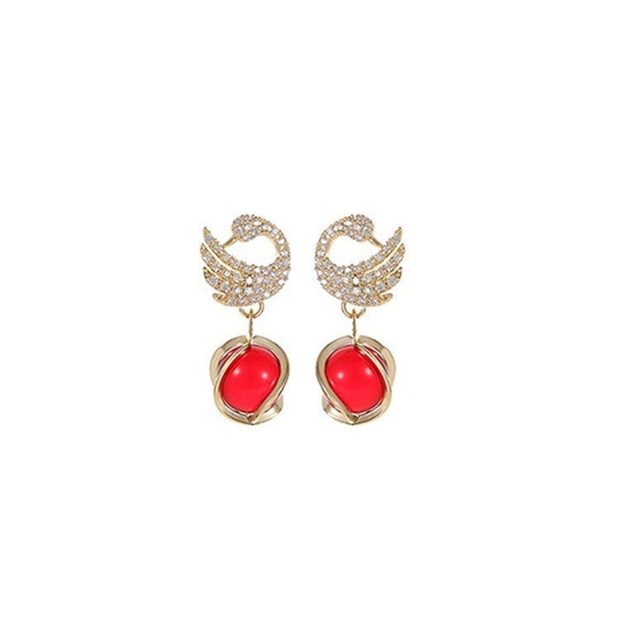 Wholesale High end swan earrings with temperament, cat's eye stone earrings, earrings, pendants, versatile earrings