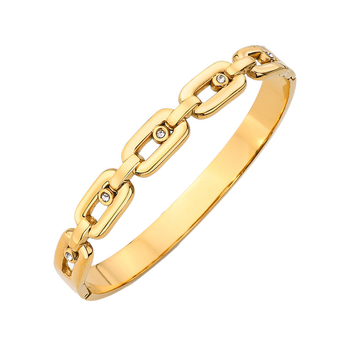 Wholesale Vintage buckle polished women's bracelet style, simple diamond inlaid titanium steel bracelet