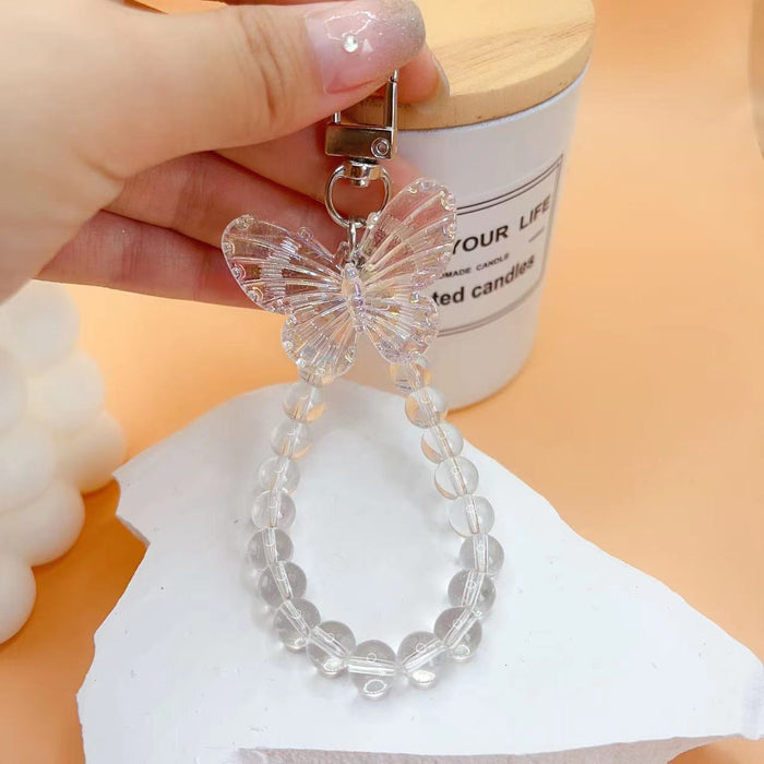 Wholesale bear butterfly mobile phone pendant crystal beaded key pendant