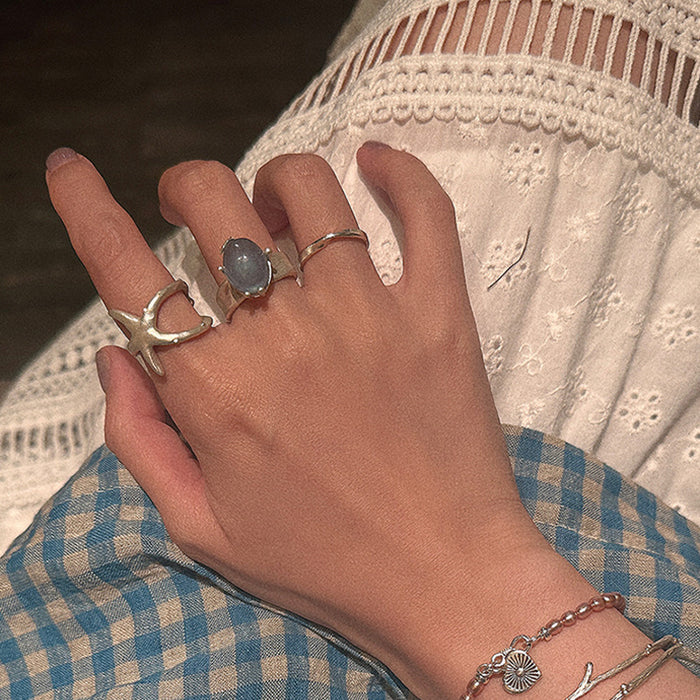 Wholesale Matte metal metal open ring, niche, simple, fashionable, personalized, versatile ring