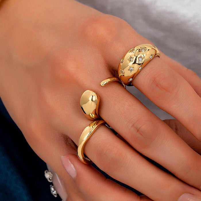 Wholesale  One  Set of Simple Daily Metal Ring Set