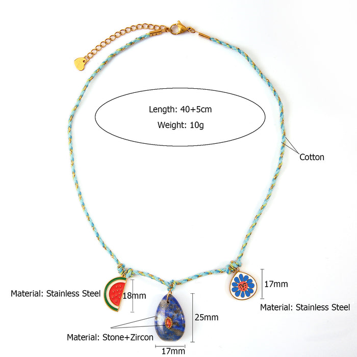 Wholesale Original Design Personalized Stainless Steel Necklace with Drip Oil Fish Eye Pendant Accessory