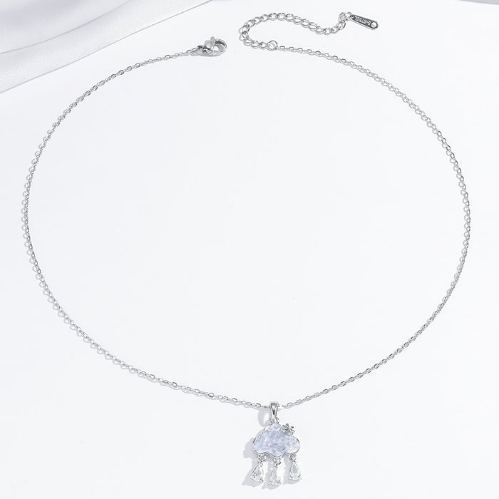 Wholesale Necklace tassel zircon temperament earring set, niche design necklace