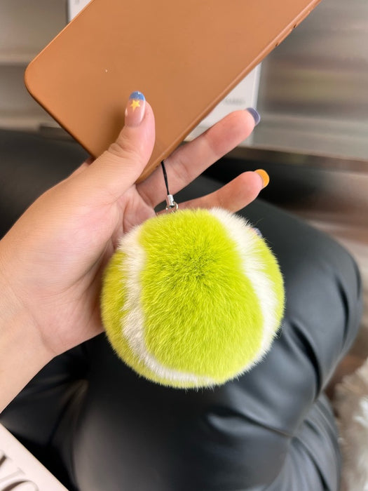Wholesale Imitation Otter Rabbit Fur Tennis Ball Car Keychain Pendant Plush Ball Book Bag Pendant