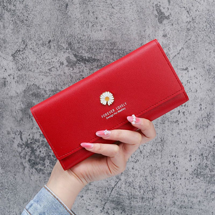 Wholesale Pink PU Women' s Long Folding Wallet with Card Holder - Everyday Resale MOQ≥3