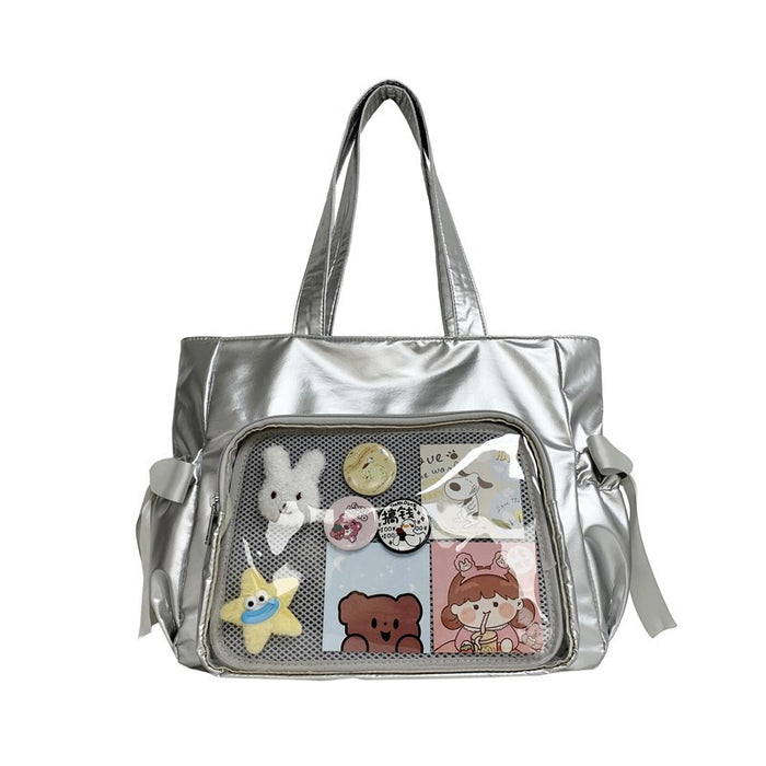 Wholesale Double-Sided Transparent Butterfly Pain Bag Versatile Soft Large Capacity Shoulder Bag Class Tote Bag