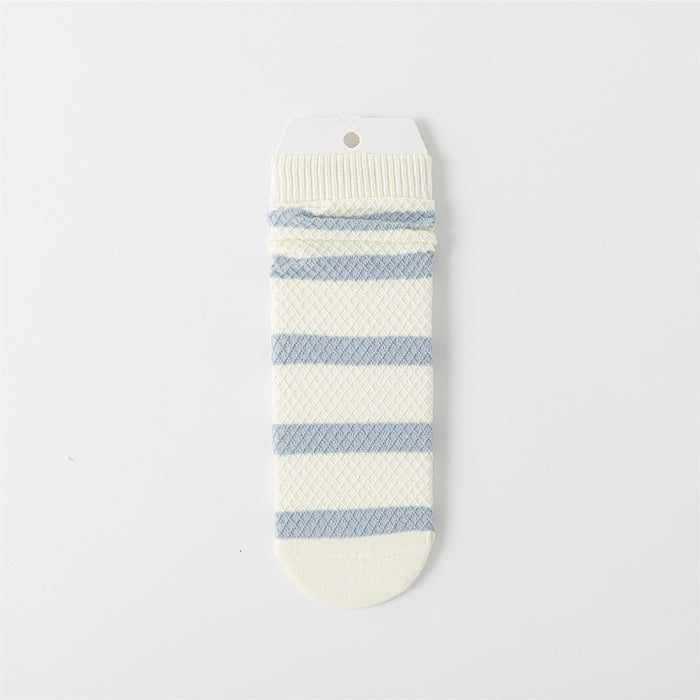 Wholesale Socks, striped socks, mid length socks, thin cut hollow socks
