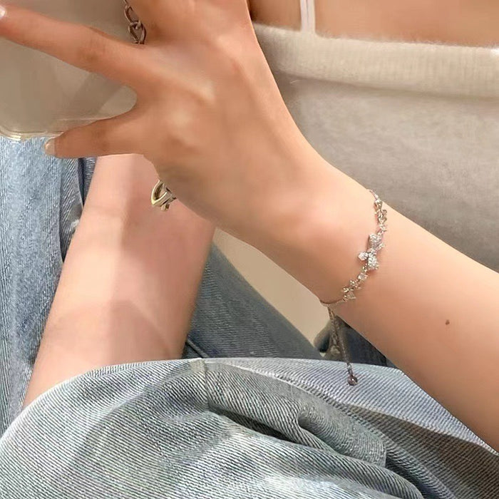 Wholesale Zircon bow temperament, adjustable drawstring, light luxury, niche, exquisite and versatile bracelet