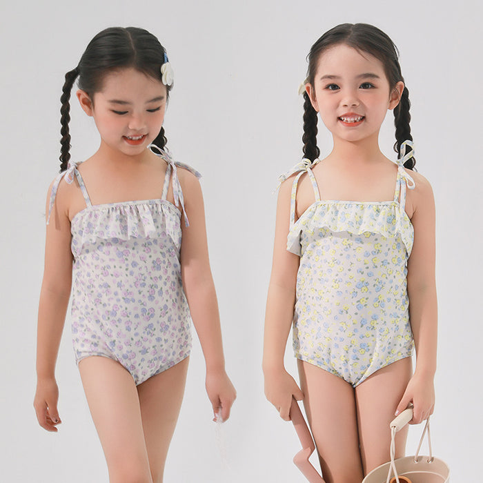 Wholesale Children's Swimwear Girls Children's Polyester Sling Small  Floral  Baby Little Girl Swimwear
