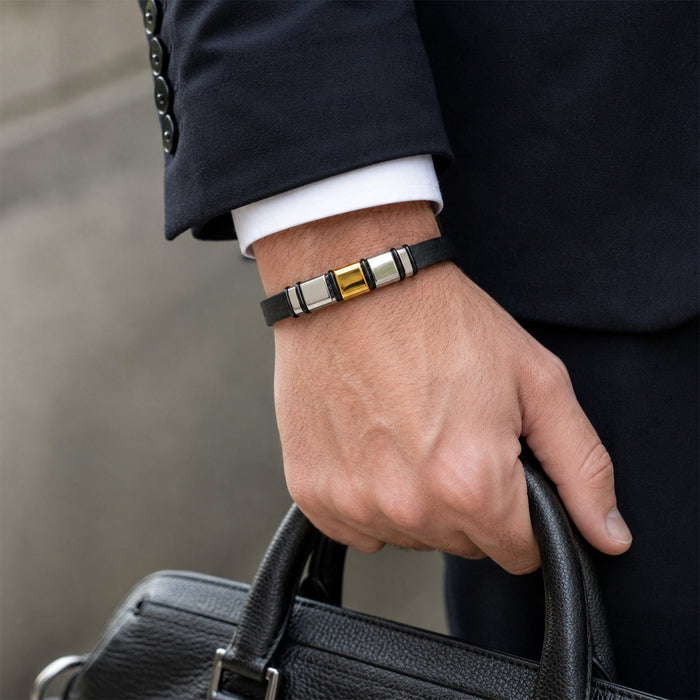 Wholesale Men' s Bamboo Stainless Steel Bracelet Fashion Accessory