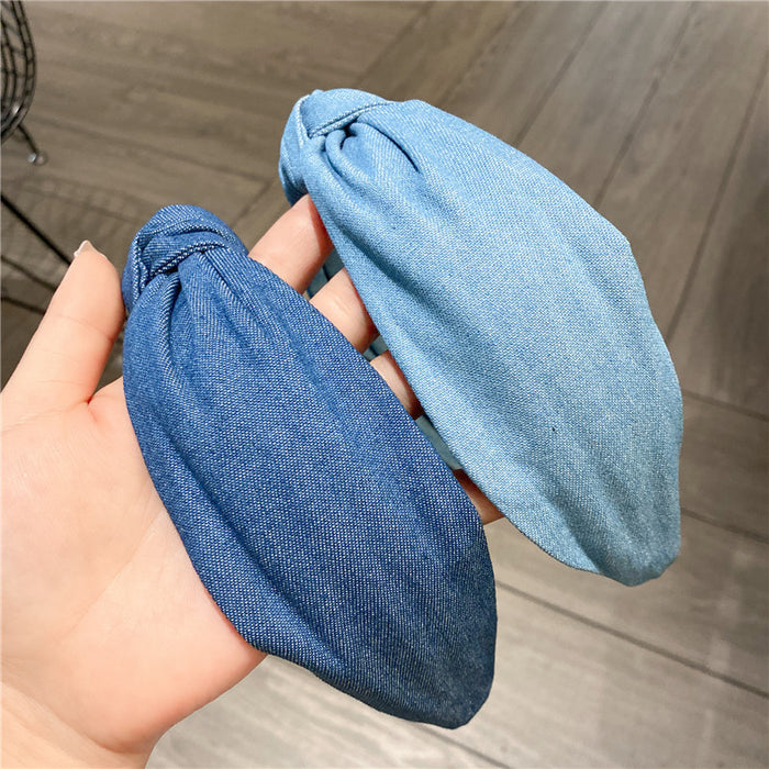 Wholesale Denim Blue Fabric Headband JDC-HD-HonW001