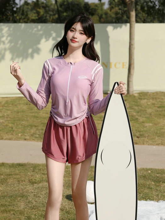 Wholesale Children's long sleeved split skirt swimsuit, sun protection and hot spring swimsuit