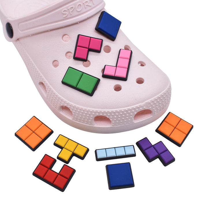 Wholesale Random 100pcs PVC Cartoon Fun Tetris Hole Shoe Buckle DIY Accessories JDC-SC-RYY026