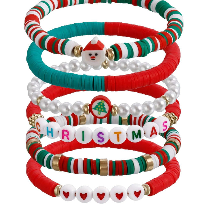 Wholesale Beaded Mixed Color Polymer Clay Bracelet Christmas Set