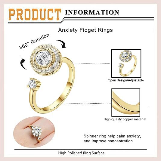 Wholesale Rotating ring with micro inlaid zircon, versatile temperament, full diamond round clover ring accessory