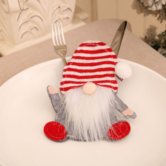 Wholesale dwarf knife and fork set for the old man without face Rudolph tableware set Christmas hotel table decoration supplies