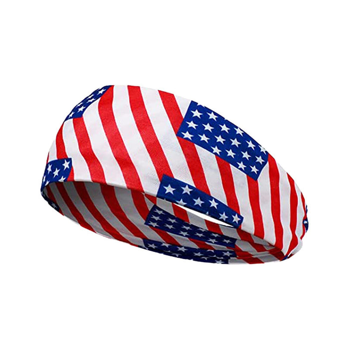 Wholesale American Flag Independence Day Stars Knotted Sweat Absorbent Sports Bundle Fabric Headband JDC-HD-YunQ002