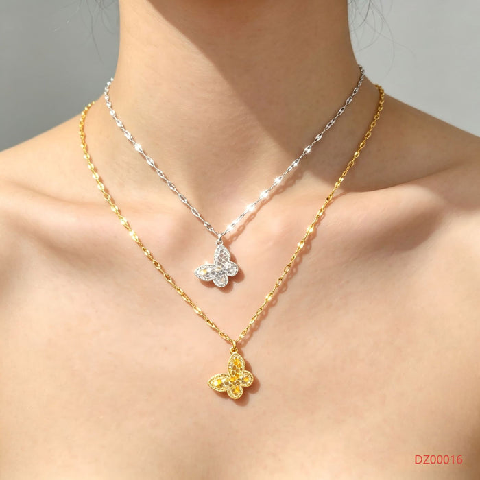 Wholesale Gold Tone Copper Butterfly Pendant Necklace Chic Layering Jewelry Accessory