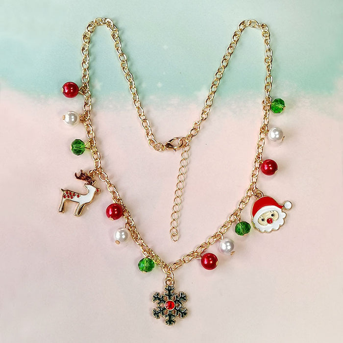 Wholesale Christmas Necklace Alloy Dripping Oil  Bell Snowflake Christmas Tree Necklace