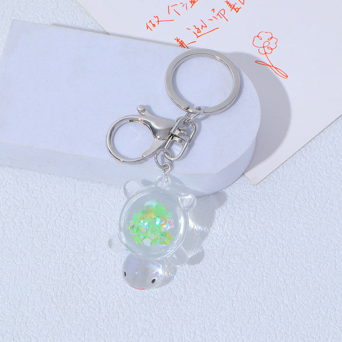 Wholesale Transparent Acrylic Turtle Keychain Padded Doll Pendant Girl Bag Pendant