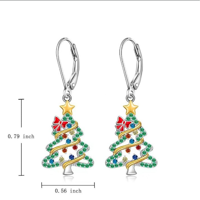 Wholesale Christmas Tree Bow Star Diamond Earrings