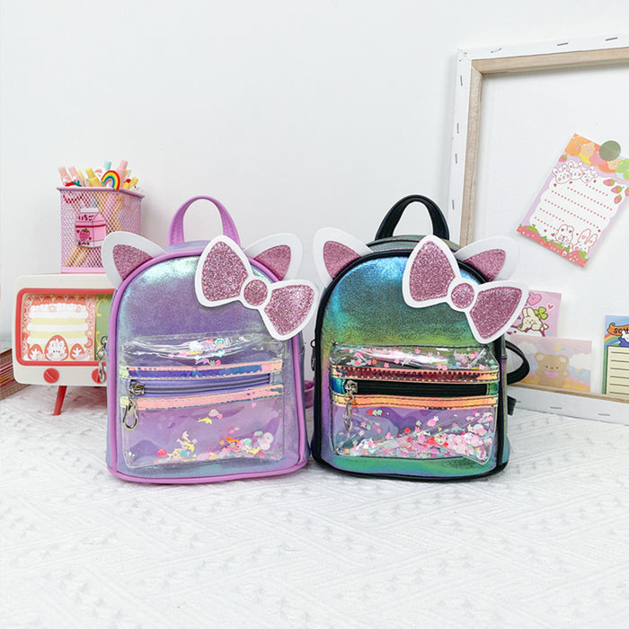 Wholesale Cat Ears Backpack  Colorful Sequins Transparent Crack Bag Children's Bag