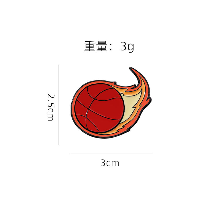 Wholesale Flame Ball Brooch Basketball Football Sports Gift Metal Paint Badge