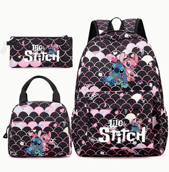 Wholesale Colorful cartoon pattern three-piece set casual large-capacity student backpack bags