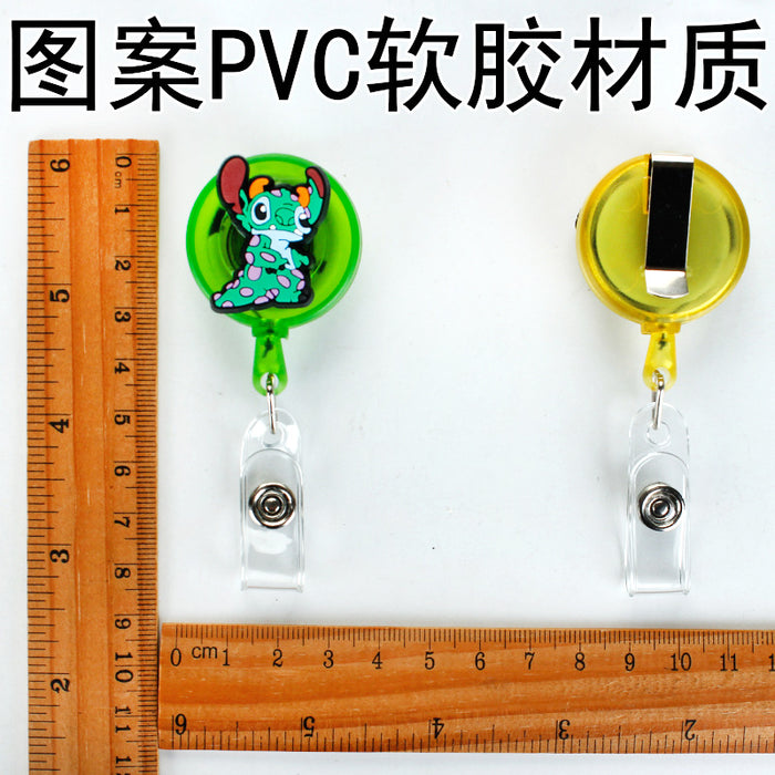 Wholesale Cartoon Badge Scroll Retractable Plastic Keychain JDC-KC-LuoKe007
