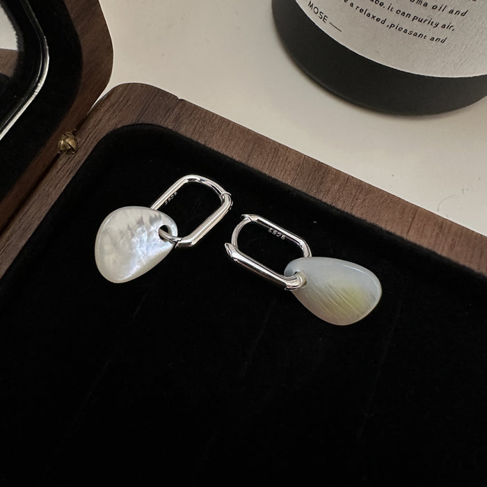 Wholesale Sterling silver niche design, irregular white shell earrings, fashionable texture, ear accessories