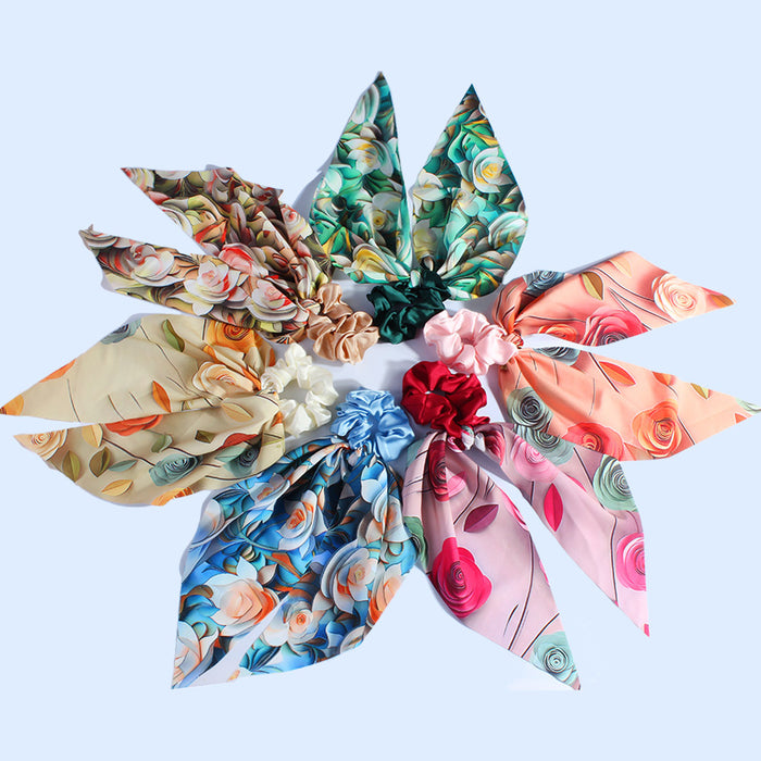 Wholesale large flower large intestine hair band fabric ribbon headdress